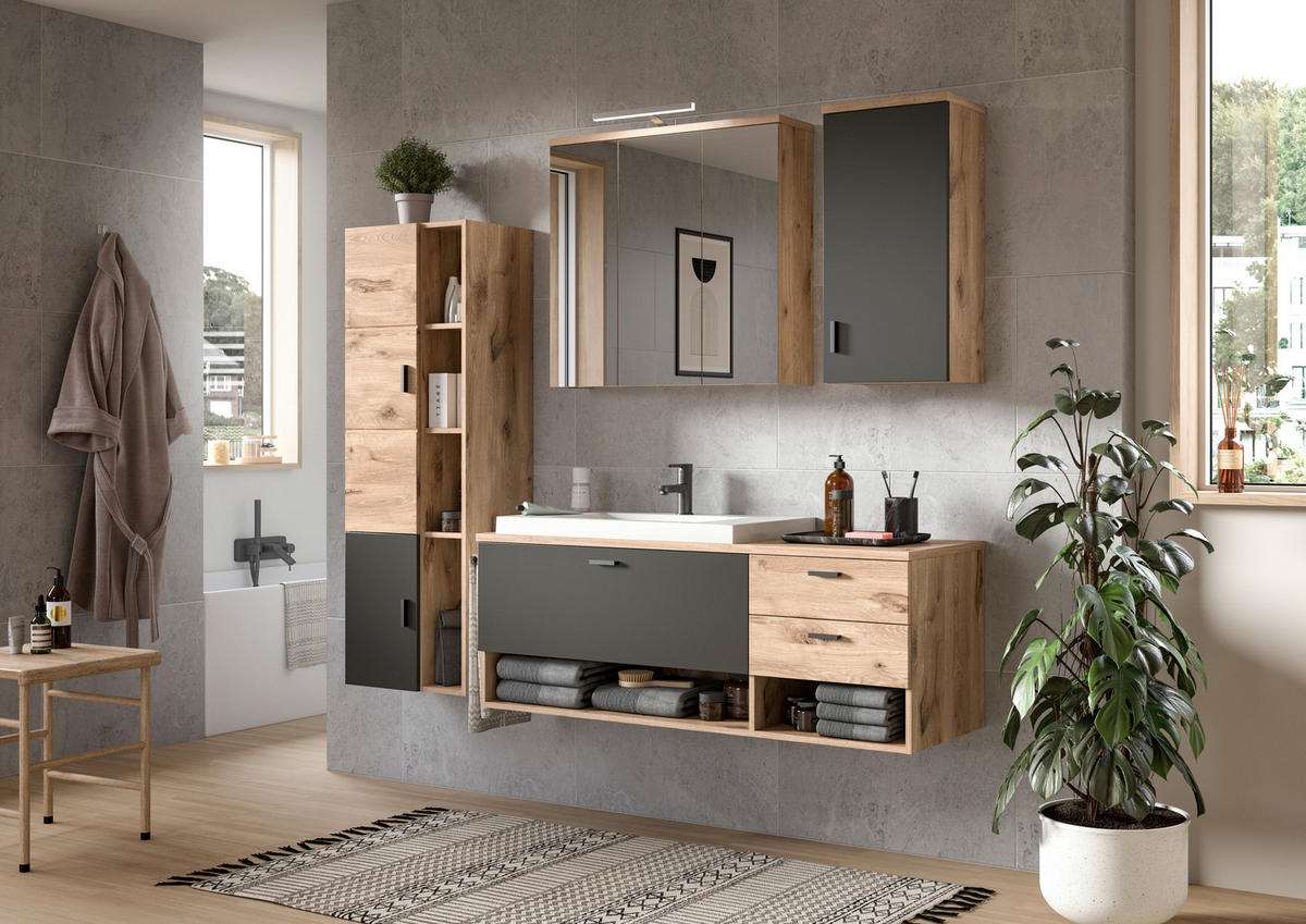 MIDISCHRANK 48/144/35 cm  - Eichefarben, MODERN, Holzwerkstoff/Metall (48/144/35cm) - MID.YOU