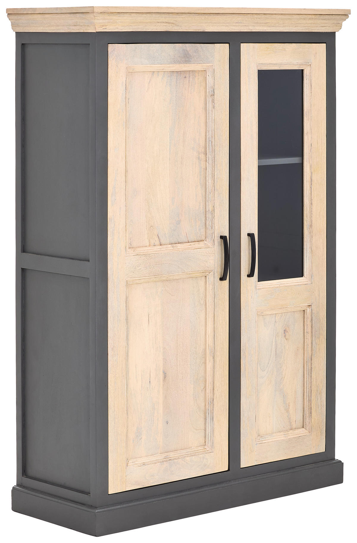 HIGHBOARD Kigali  in 100/145/40 cm  - Schwarz/Naturfarben, Natur, Glas/Holz (100/145/40cm) - Livetastic