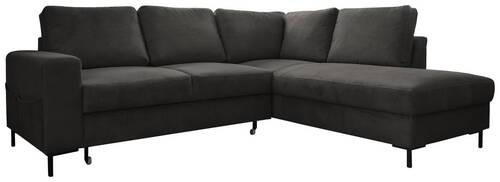 ECKSOFA in Cord Grau  237/197 cm  - Schwarz/Grau, Design, Textil/Metall (237/197cm) - MID.YOU