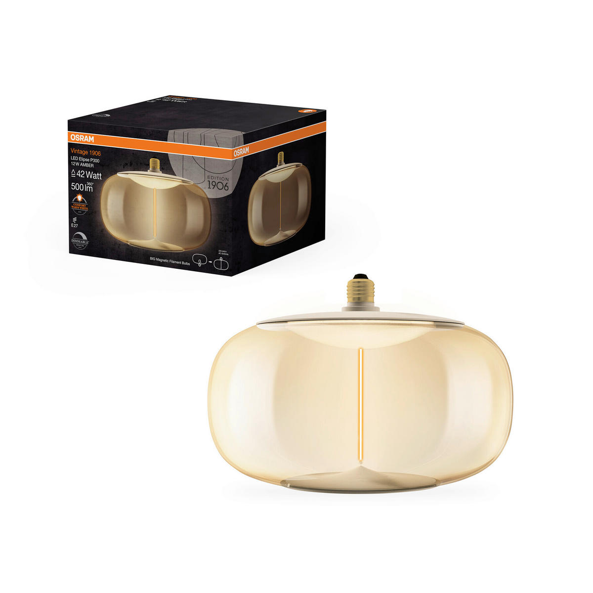 LED-LEUCHTMITTEL   E27 12 W 500 lm  - Bernsteinfarben, KONVENTIONELL, Kunststoff (30/21cm) - Osram