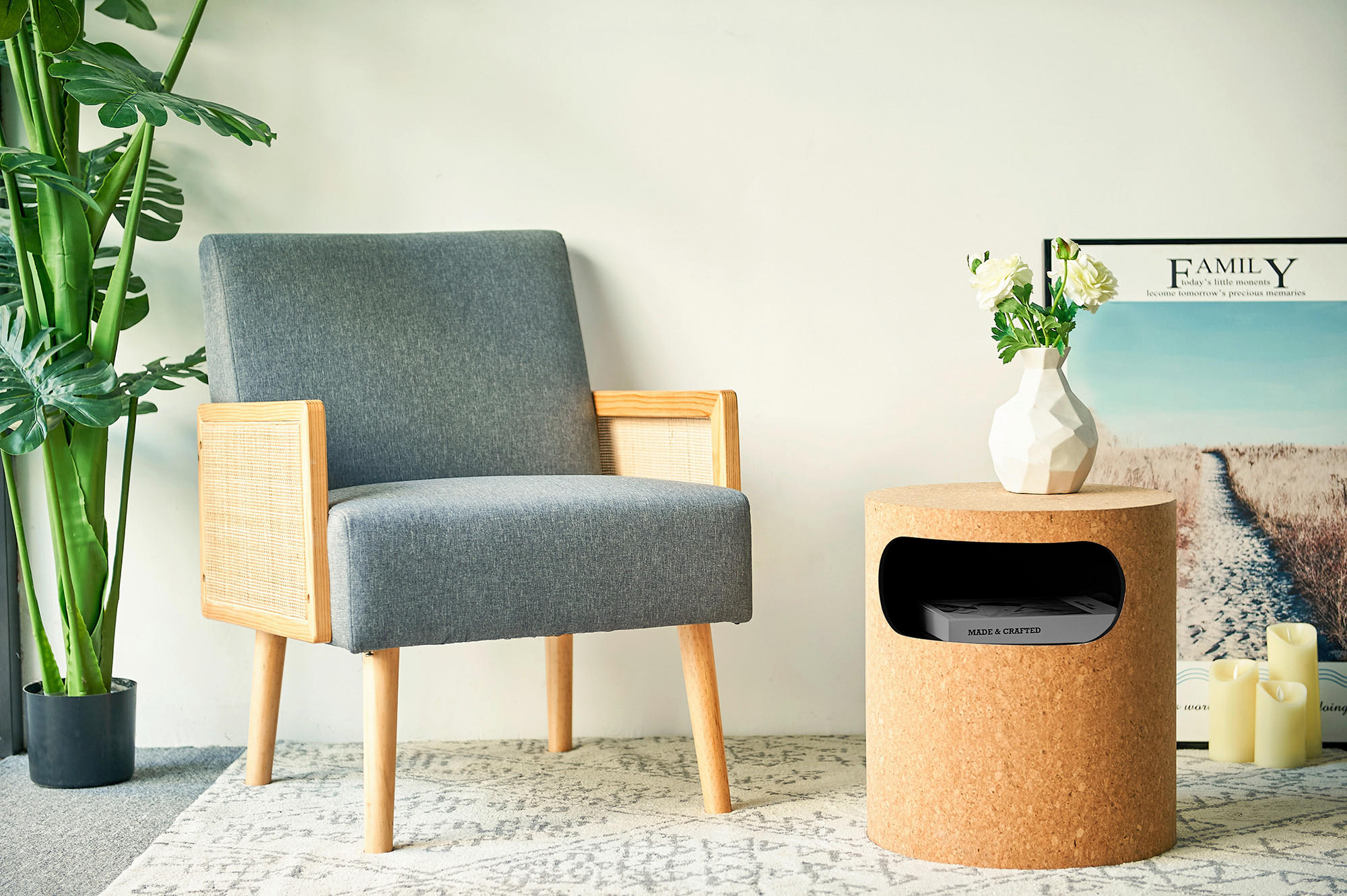 NACHTSCHRANK 40/45/40 cm Kork  - Naturfarben, Design, Holz/Holzwerkstoff (40/45/40cm) - Livetastic