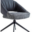 ARMLEHNSTUHL  Sitzfläche 360° drehbar, automatische Rückholfunktion Webstoff Echtleder  - Schwarz, Design, Leder/Textil (61/81/66cm) - Dieter Knoll