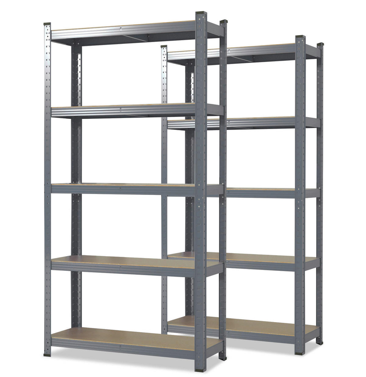 SCHWERLASTREGALSET Lakota  - Grau, Basics, Holzwerkstoff/Metall (120/200/60cm) - Floordirekt