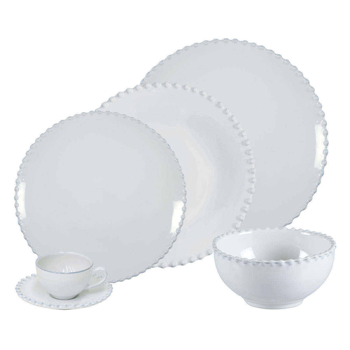 KOMBISERVICE Weiß Hochglanz PEARL 30-teilig 6 Personen  - Weiß Hochglanz, Basics, Keramik - Costa Nova