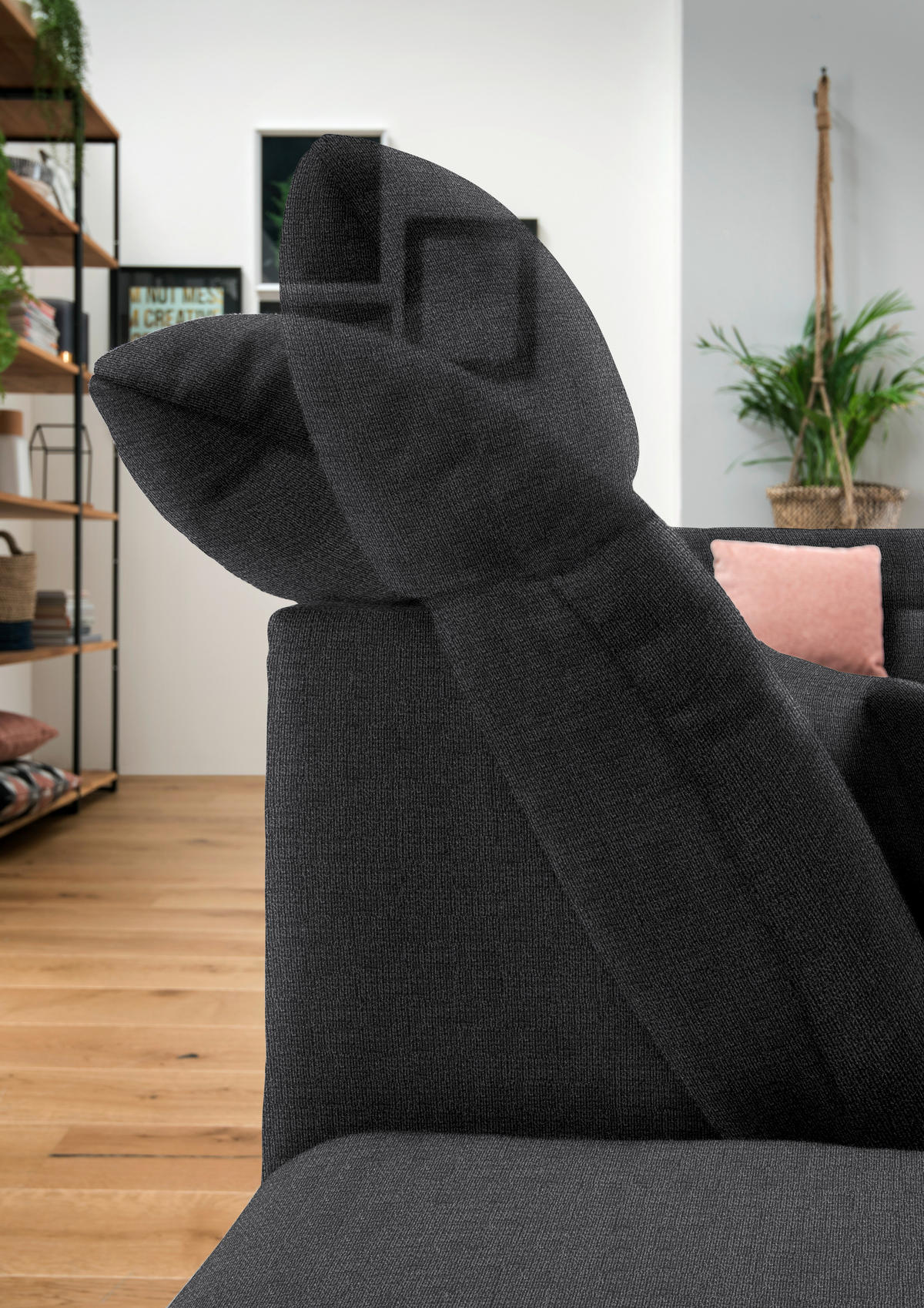 WOHNLANDSCHAFT in Mikrofaser Graphitfarben  - Chromfarben/Graphitfarben, Design, Kunststoff/Textil (204/350/211cm) - Xora