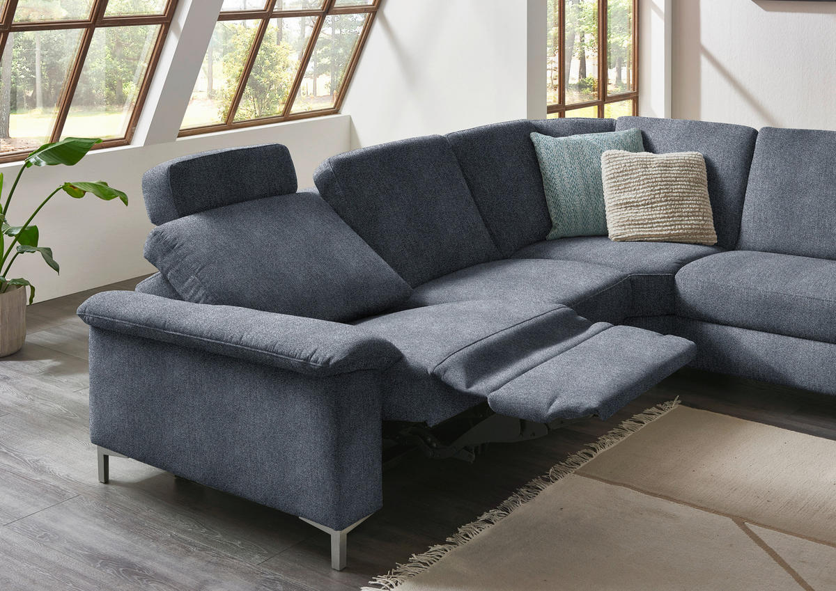 WOHNLANDSCHAFT in Chenille Dunkelblau  - Alufarben/Dunkelblau, Design, Textil/Metall (265/333/170cm) - Dieter Knoll