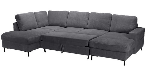 WOHNLANDSCHAFT Anthrazit Cord  - Anthrazit/Schwarz, KONVENTIONELL, Textil/Metall (197/303/148cm) - Carryhome