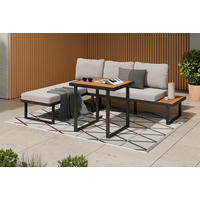 DINING-LOUNGESET Akazie vollmassiv Stahl  - Schwarz/Naturfarben, MODERN, Holz/Metall (152/58/67cm) - Ambia Garden