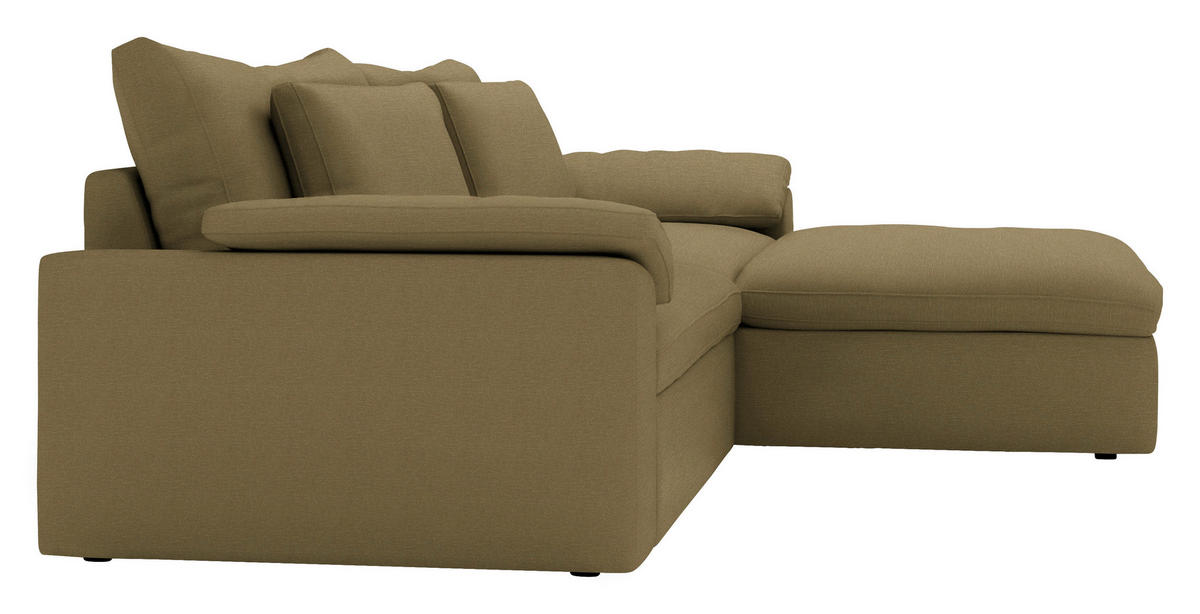 ECKSOFA  Chenille Schilfgrün  - Schilfgrün/Schwarz, Modern, Kunststoff/Textil (306/198cm) - Carryhome