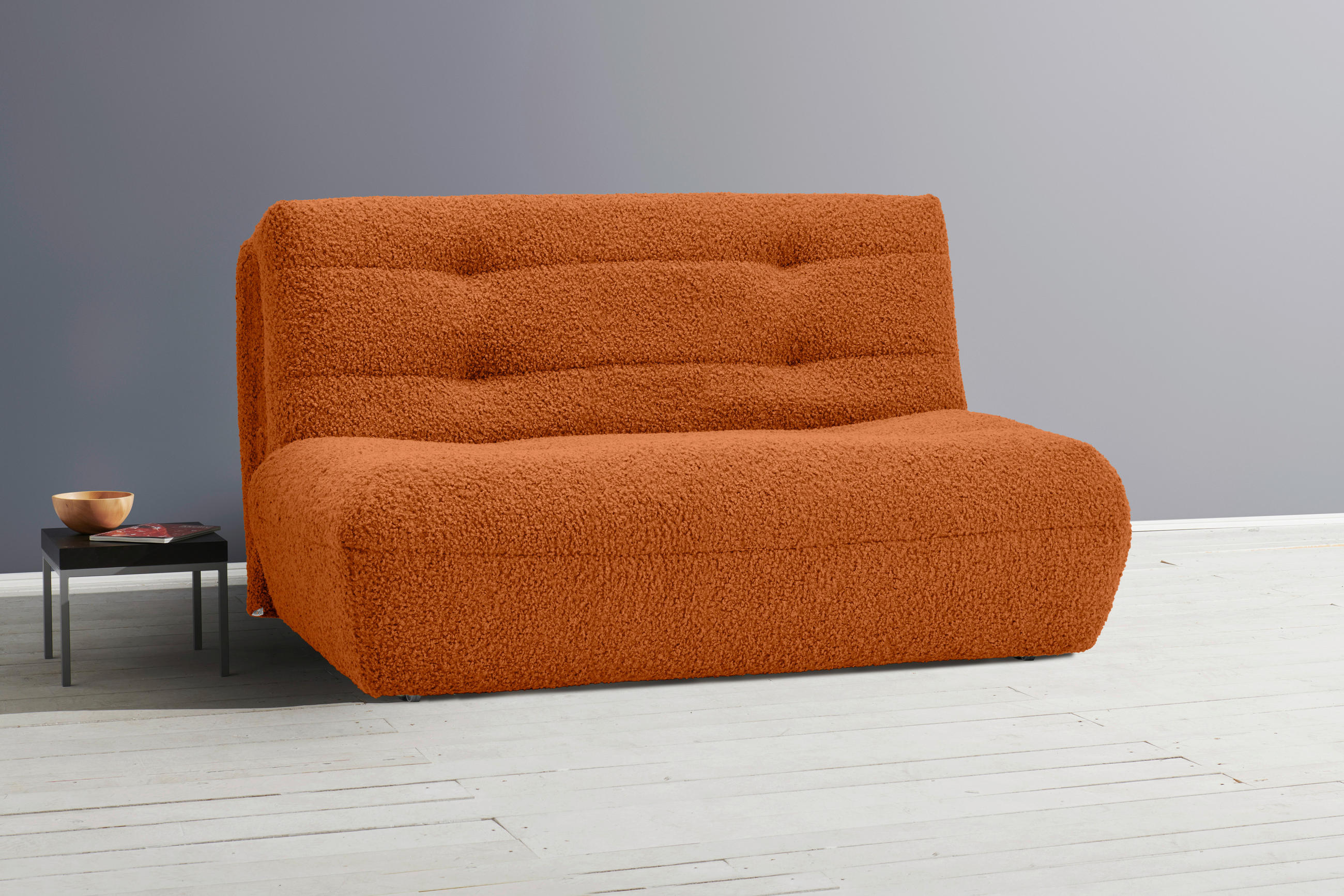 SCHLAFSOFA Teddystoff Terracotta  - Terracotta/Schwarz, KONVENTIONELL, Kunststoff/Textil (150/85/100cm) - Carryhome