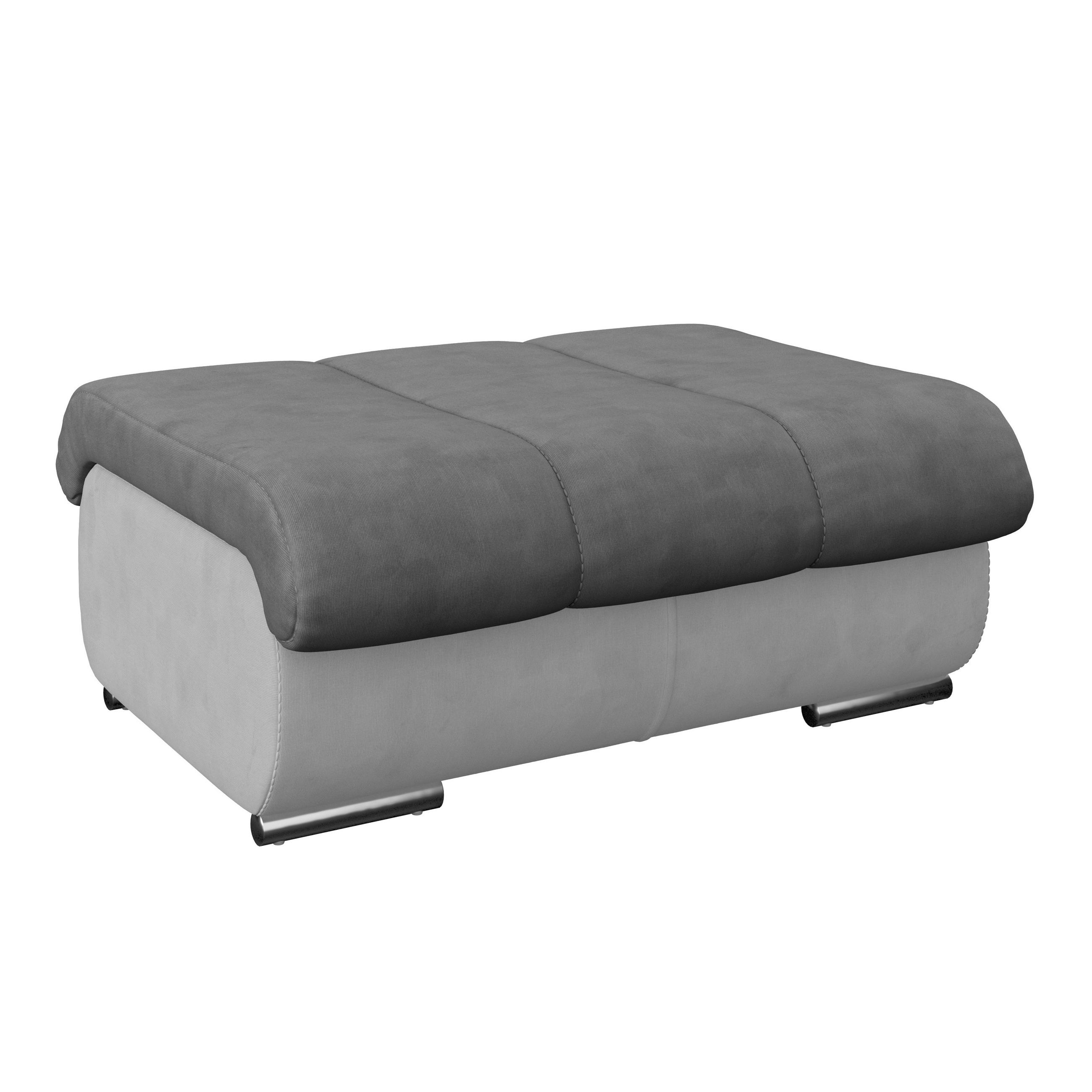 HOCKER Mikrofaser Hellgrau, Dunkelgrau  - Chromfarben/Dunkelgrau, MODERN, Textil/Metall (100/43/80cm) - MID.YOU