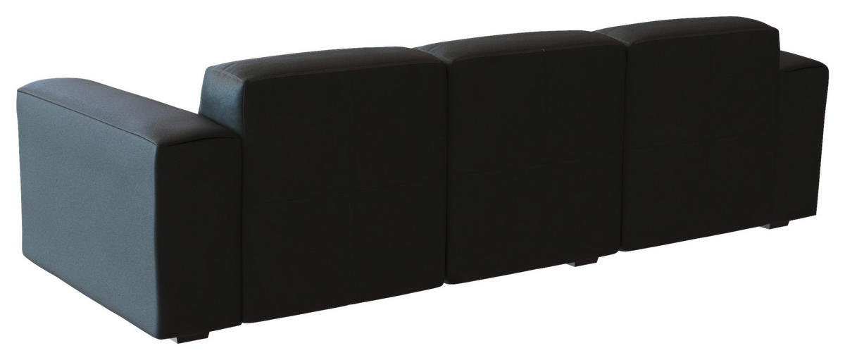 ECKSOFA Schwarz Echtleder  - Schwarz, Design, Leder/Holz (171/251cm) - Livetastic