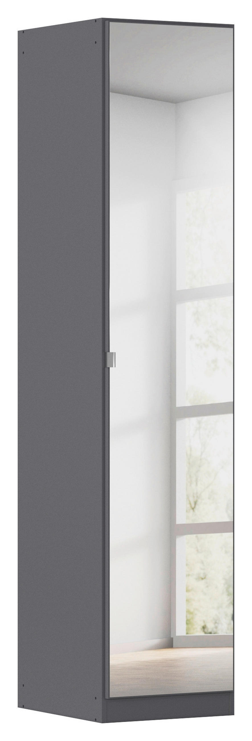 DREHTÜRENSCHRANK 47/210/54 cm,  in Grau, 1-türig  - Alufarben/Grau, KONVENTIONELL, Glas/Holzwerkstoff (47/210/54cm) - home24