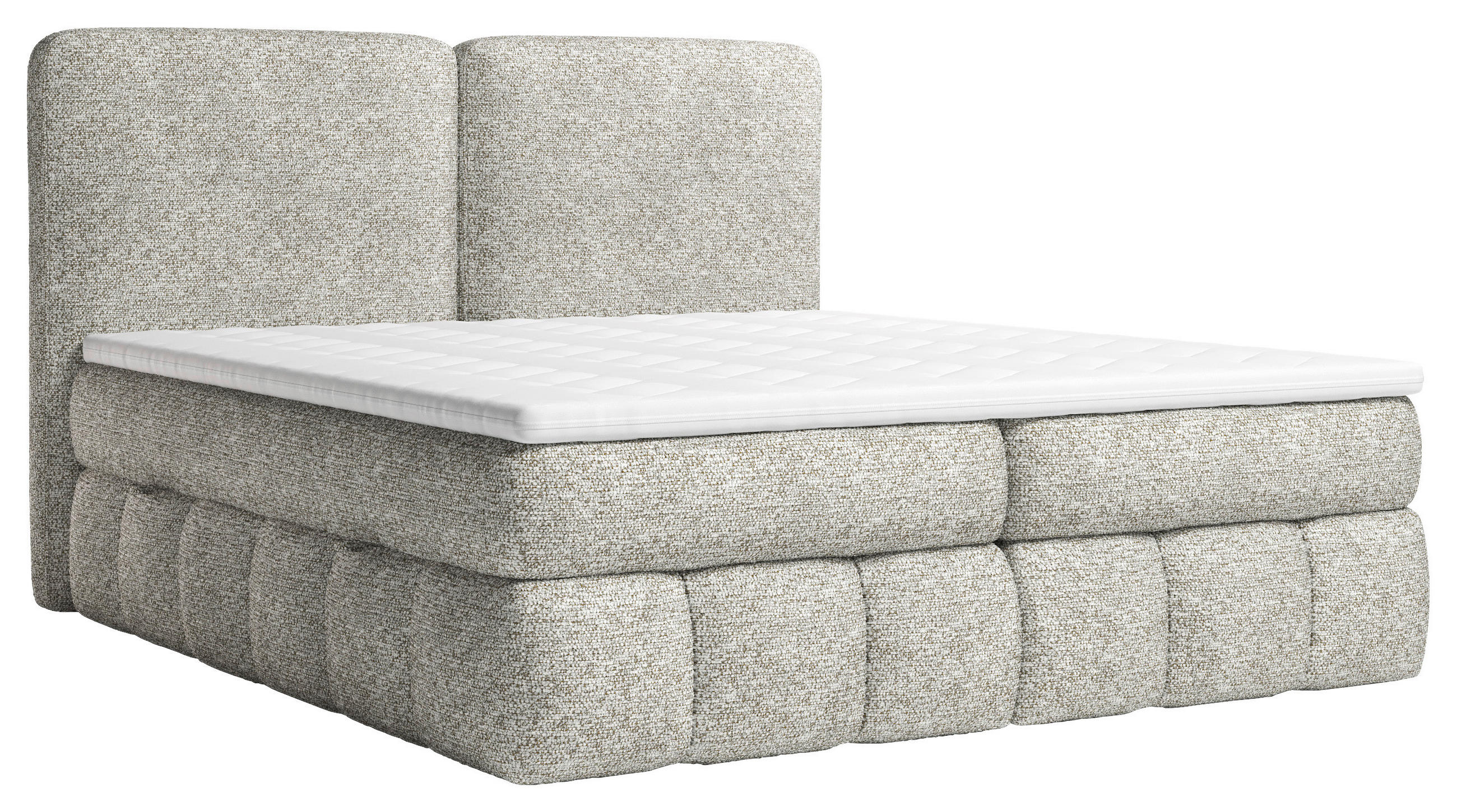 BOXBETT 140/200 cm,  in Hellgrau, Bettkasten, Topper, Matratzen, H3 = fest  - Hellgrau/Schwarz, KONVENTIONELL, Kunststoff/Textil (140/200cm) - Carryhome