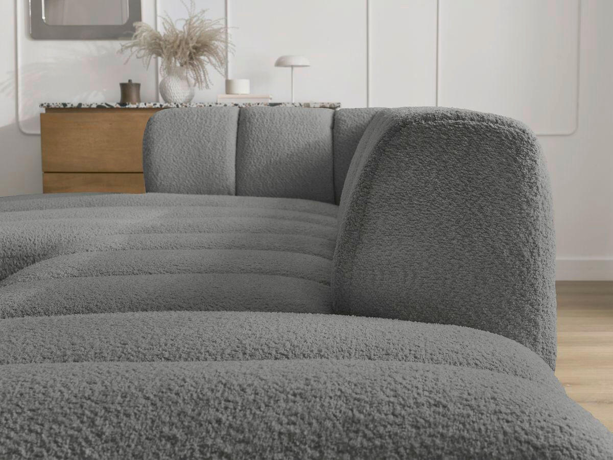 ECKSOFA  ANNECY Dunkelgrau Bouclé  - Dunkelgrau/Schwarz, MODERN, Kunststoff/Textil (170/262cm)