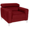 SESSEL Echtleder Rot    - Chromfarben/Rot, Design, Leder/Metall (99/78-92/106cm) - Livetastic