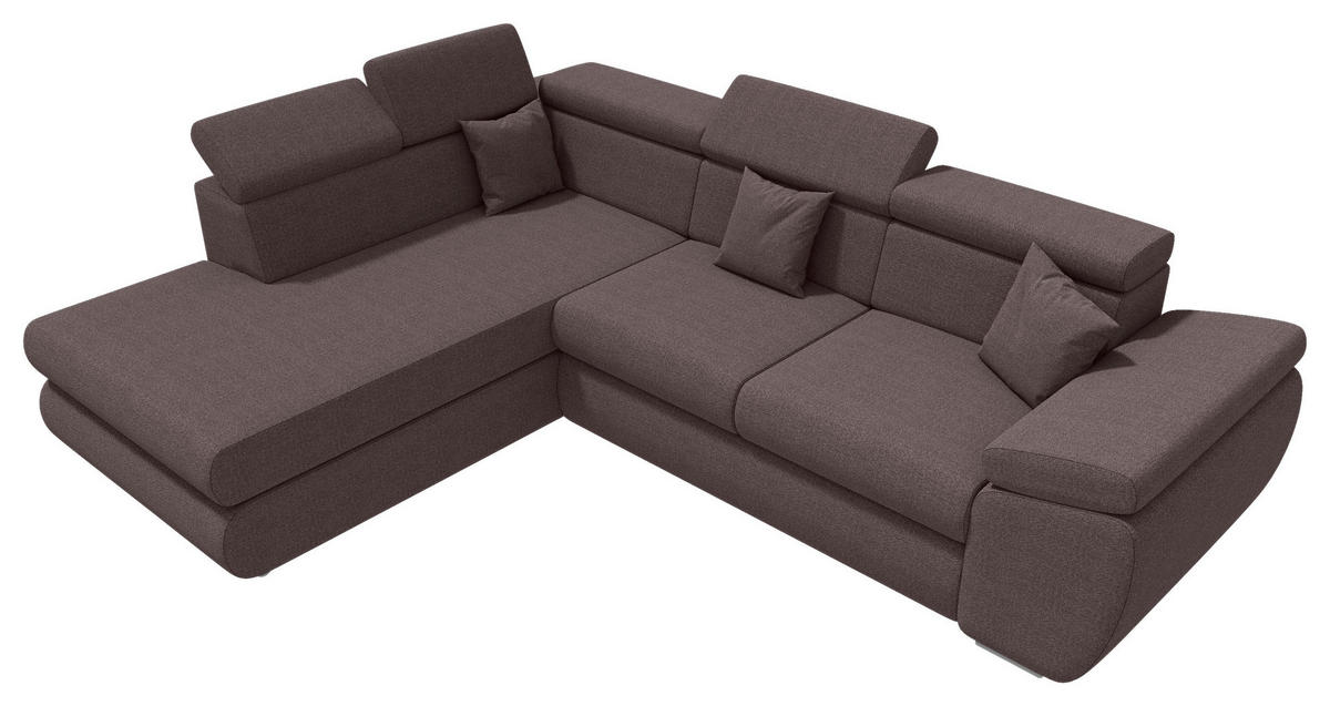 ECKSOFA Graubraun Struktur  - Chromfarben/Graubraun, KONVENTIONELL, Kunststoff/Textil (205/282cm) - Carryhome