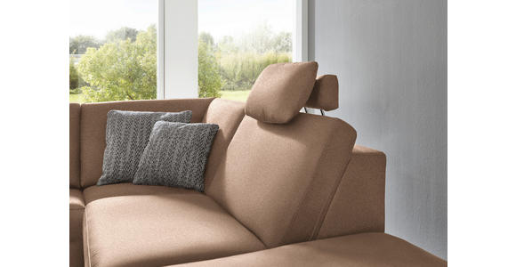 ECKSOFA in Mikrofaser Sandfarben 275/242 cm - Sandfarben/Alufarben, Design, Textil/Metall (275/242cm) - Dieter Knoll