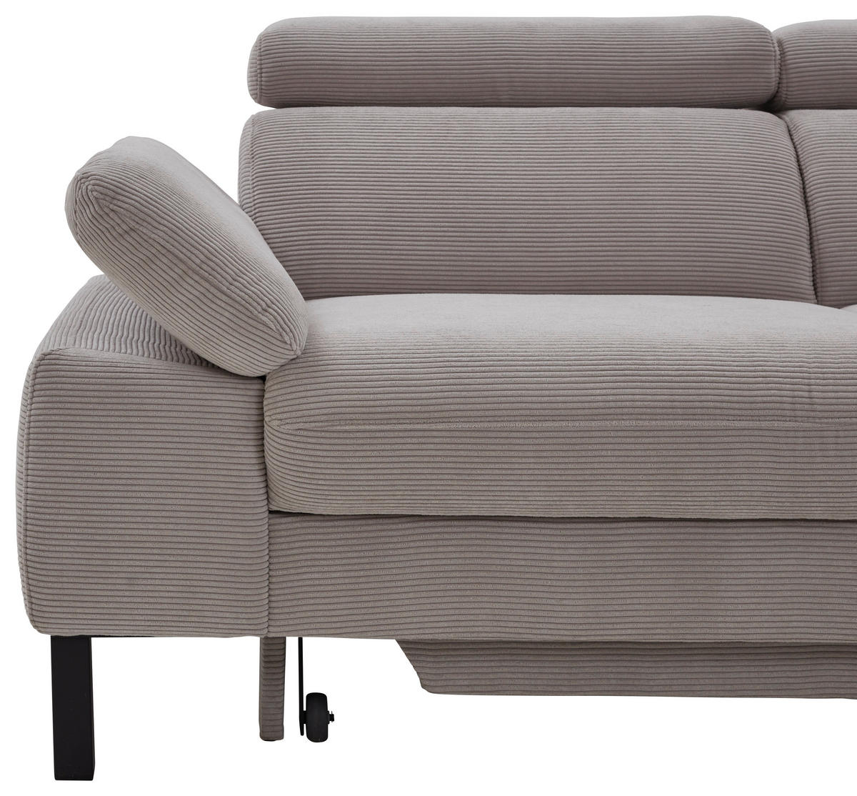 ECKSOFA in Cord Grau  - Schwarz/Grau, Design, Holzwerkstoff/Textil (272/217cm) - Pure Home Comfort