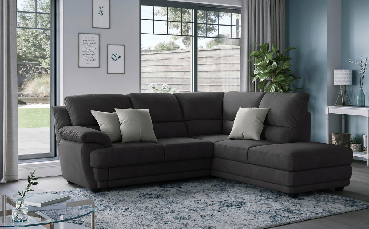 ECKSOFA in Mikrofaser Dunkelgrau  245/225 cm  - Dunkelgrau, Design, Kunststoff/Textil (245/225cm) - Livetastic
