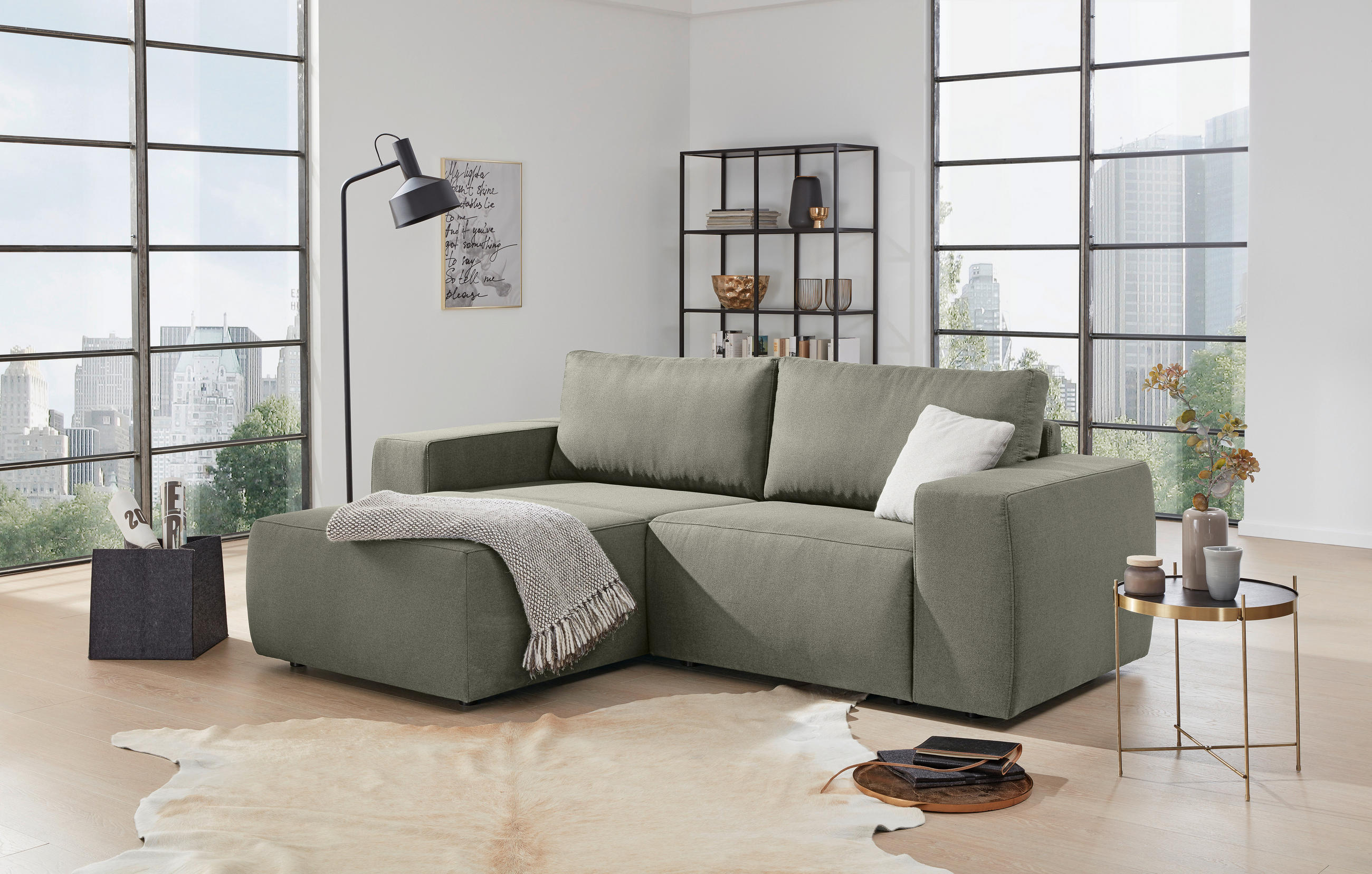 ECKSOFA LOOKS II Braun Webstoff - Schwarz/Braun, Design, Kunststoff/Textil (160/242cm) - LOOKS by W.Joop