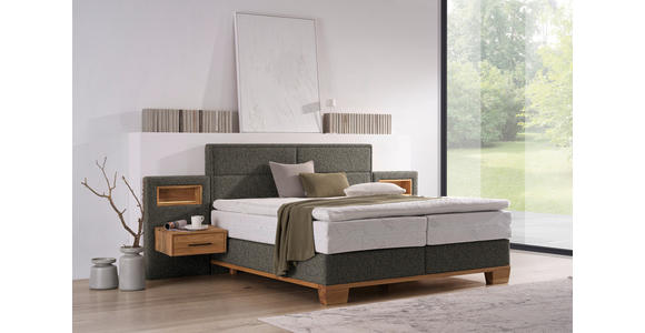 BOXSPRINGBETT 160/200 cm in Eichefarben, Greige - Greige/Eichefarben, Natur, Holz/Textil (160/200cm) - Valnatura