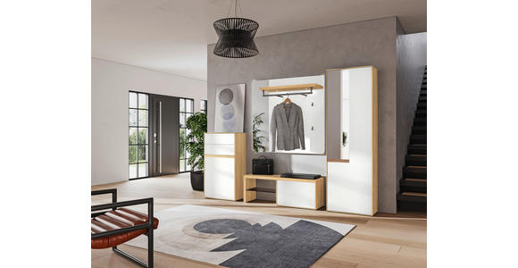 GARDEROBENPANEEL 119,6/122,8/30 cm - Wildeiche/Weiß, Design, Glas/Holz (119,6/122,8/30cm) - Moderano