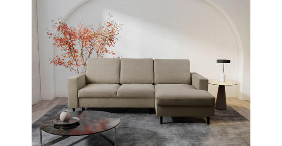 ECKSOFA  in Struktur Hellbraun  - Hellbraun/Schwarz, MODERN, Holz/Kunststoff (230/145cm) - Carryhome