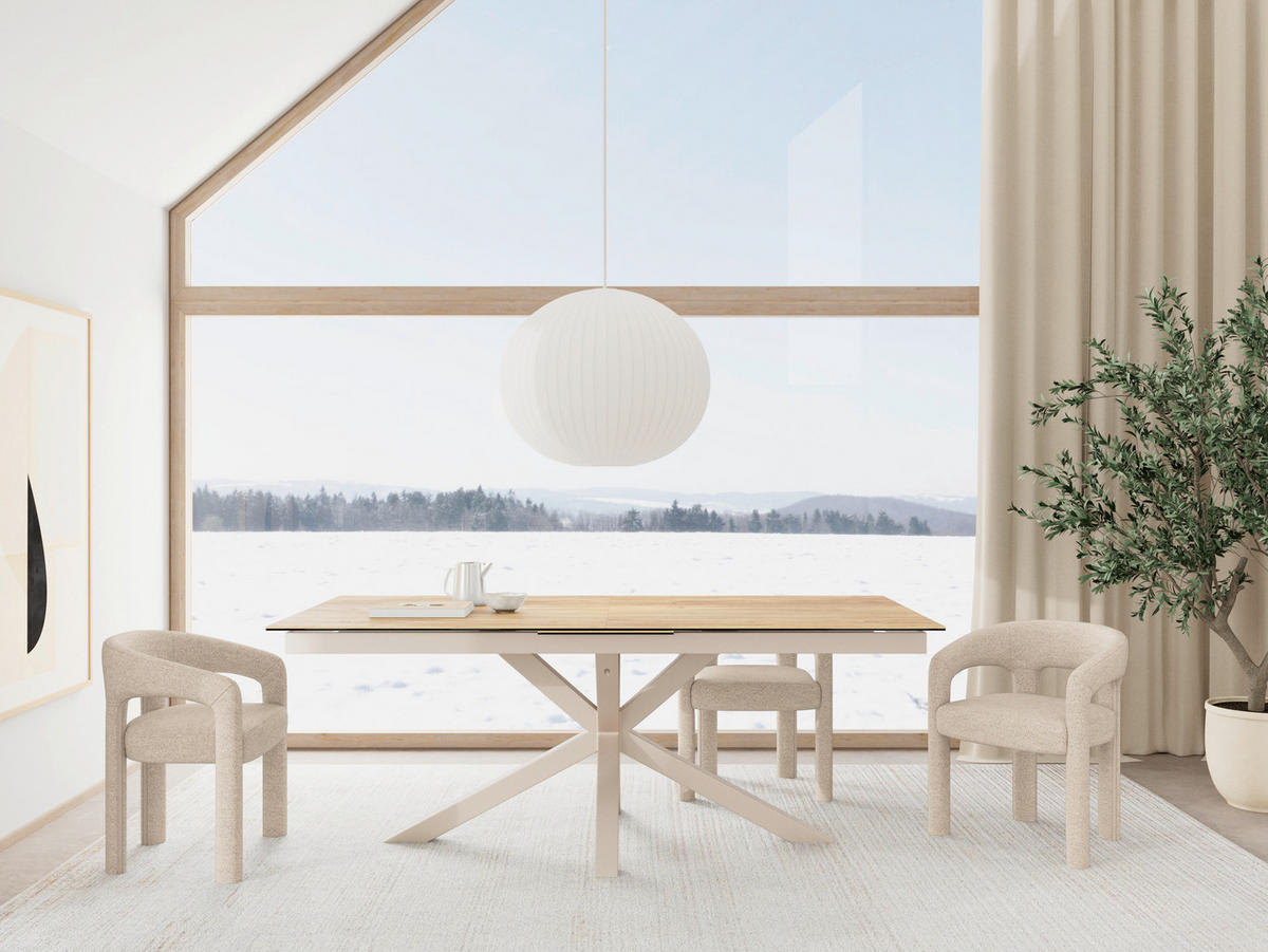 ESSTISCH in Metall, Glas, Keramik 240/76/100 cm  - Eichefarben/Grau, MODERN, Glas/Keramik (240/76/100cm) - MID.YOU