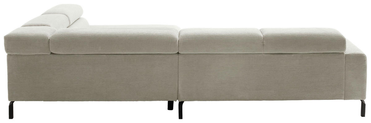 ECKSOFA inkl. Funktion Hellgrau Cord  - Hellgrau/Schwarz, MODERN, Textil/Metall (309/219cm) - Pure Home Lifestyle