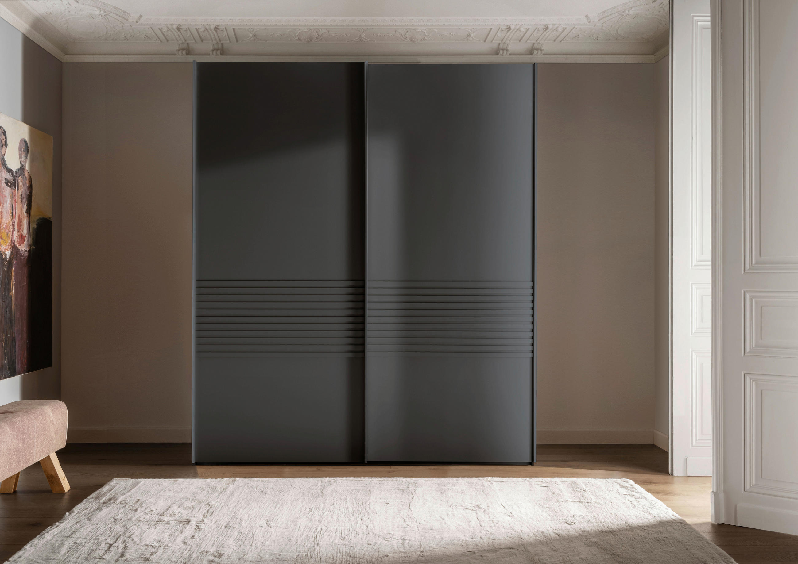 SCHWEBETÜRENSCHRANK in Graphitfarben  - Graphitfarben, Design, Holzwerkstoff/Metall (200/236/67cm) - Novel
