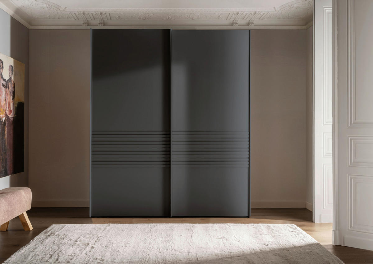 SCHWEBETÜRENSCHRANK in Graphitfarben  - Graphitfarben, Design, Holzwerkstoff/Metall (200/236/67cm) - Novel
