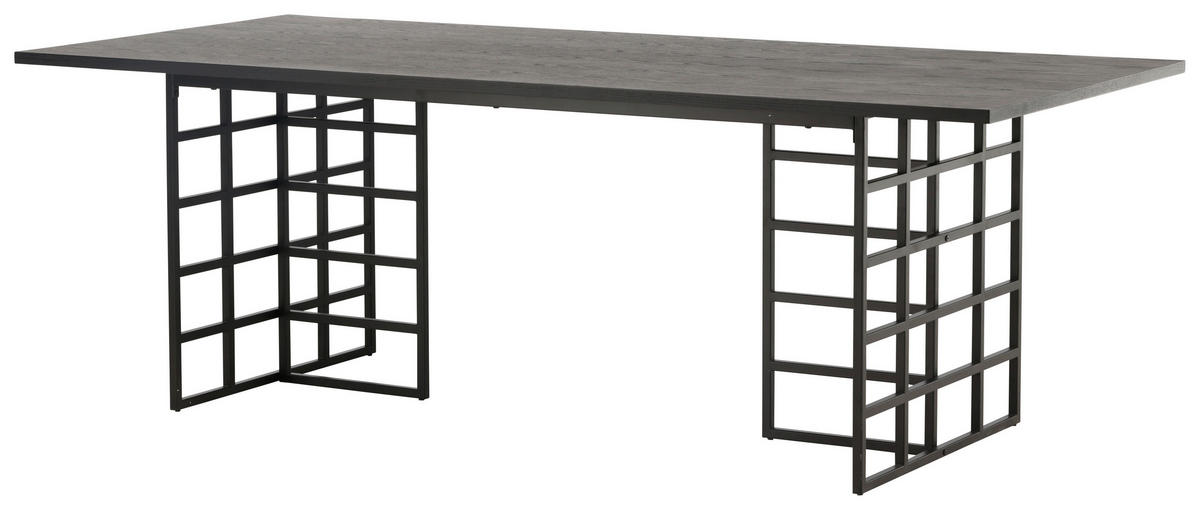 ESSTISCH Eukalyptusholz rechteckig Schwarz  - Schwarz, Design, Holz/Metall (220/100/75cm) - Livetastic