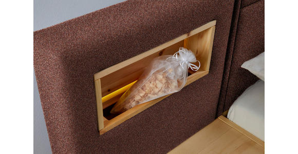 BOXSPRINGBETT 160/200 cm in Eichefarben, Dunkelrot - Eichefarben/Dunkelrot, Natur, Holz/Textil (160/200cm) - Valnatura