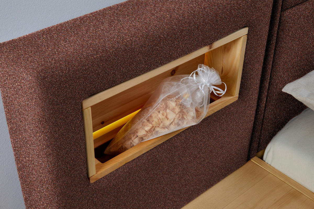 BOXSPRINGBETT 200/200 cm  in Eichefarben, Dunkelrot  - Eichefarben/Dunkelrot, Natur, Holz/Textil (200/200cm) - Valnatura