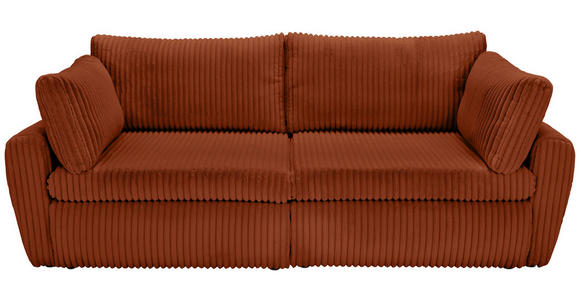 SCHLAFSOFA in Cord, Plüsch Terracotta  - Terracotta/Schwarz, MODERN, Kunststoff/Textil (240/90/120cm) - Carryhome