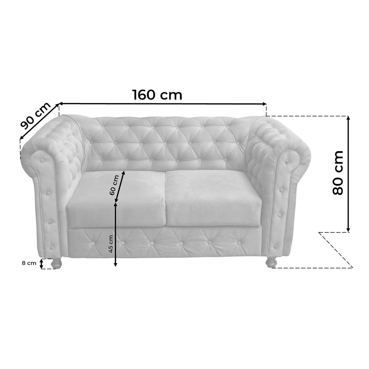 CHESTERFIELD-SOFA in Samt Creme  - Wengefarben/Creme, Basics, Holz/Textil (168/80/90cm) - P & B