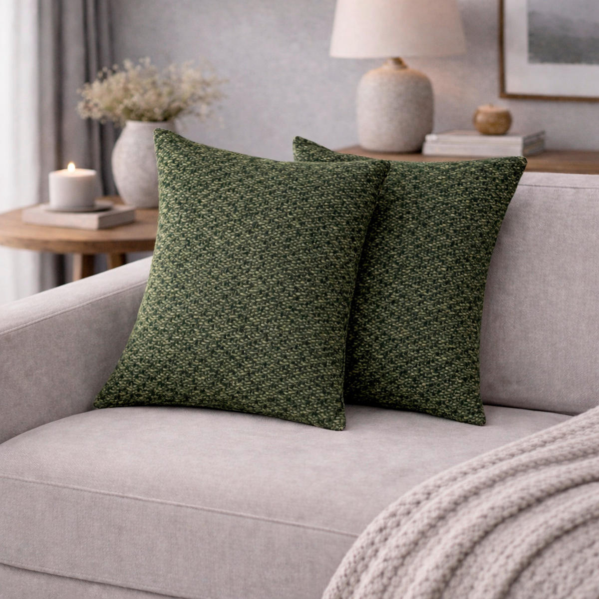 KISSENHÜLLEN-SET FJELLA 50/50 cm  - Grün, Basics, Textil (50/50cm)