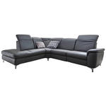 ECKSOFA in Echtleder Anthrazit  - Chromfarben/Anthrazit, KONVENTIONELL, Leder/Metall (242/289cm) - Cantus