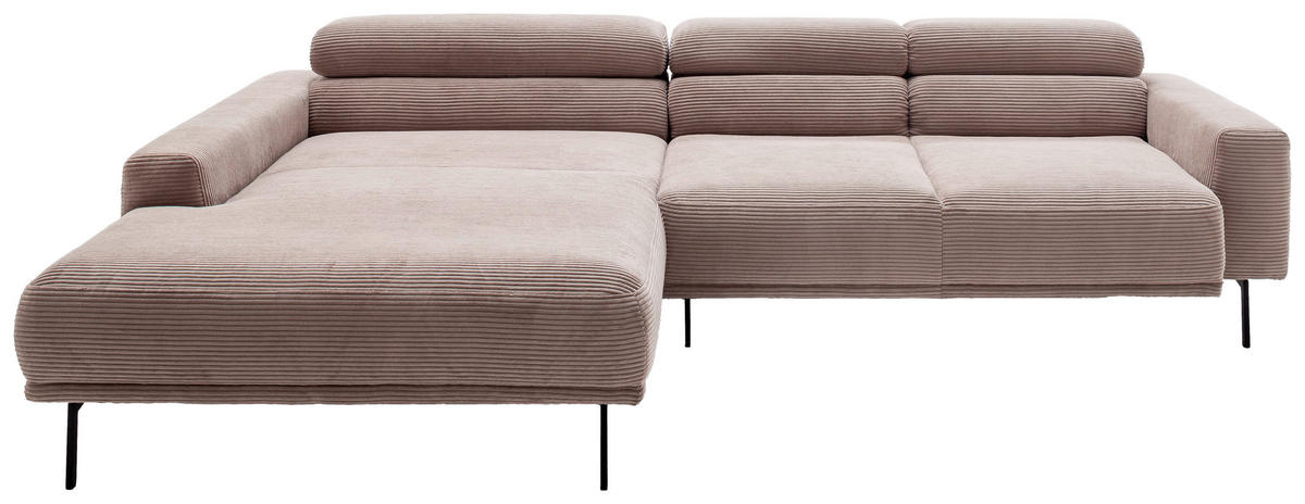 ECKSOFA  in Cord Taupe  215-217/293 cm  - Taupe/Schwarz, Design, Textil/Metall (215-217/293cm) - Schöner Wohnen