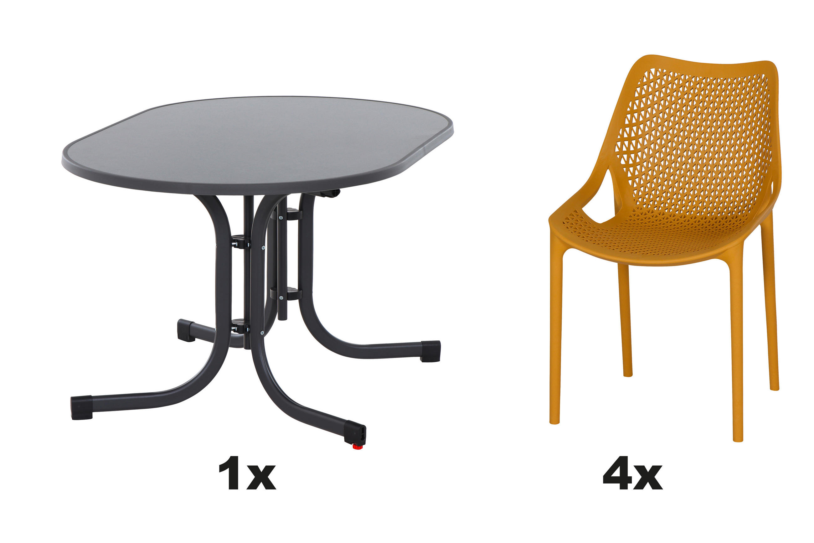 GARTENGARNITUR 5-teilig Stahl  - Anthrazit/Senfgelb, Basics, Kunststoff/Metall (90/81/140cm) - Siena Garden