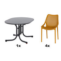 GARTENGARNITUR 5-teilig Stahl  - Anthrazit/Senfgelb, Basics, Kunststoff/Metall (90/81/140cm) - Siena Garden