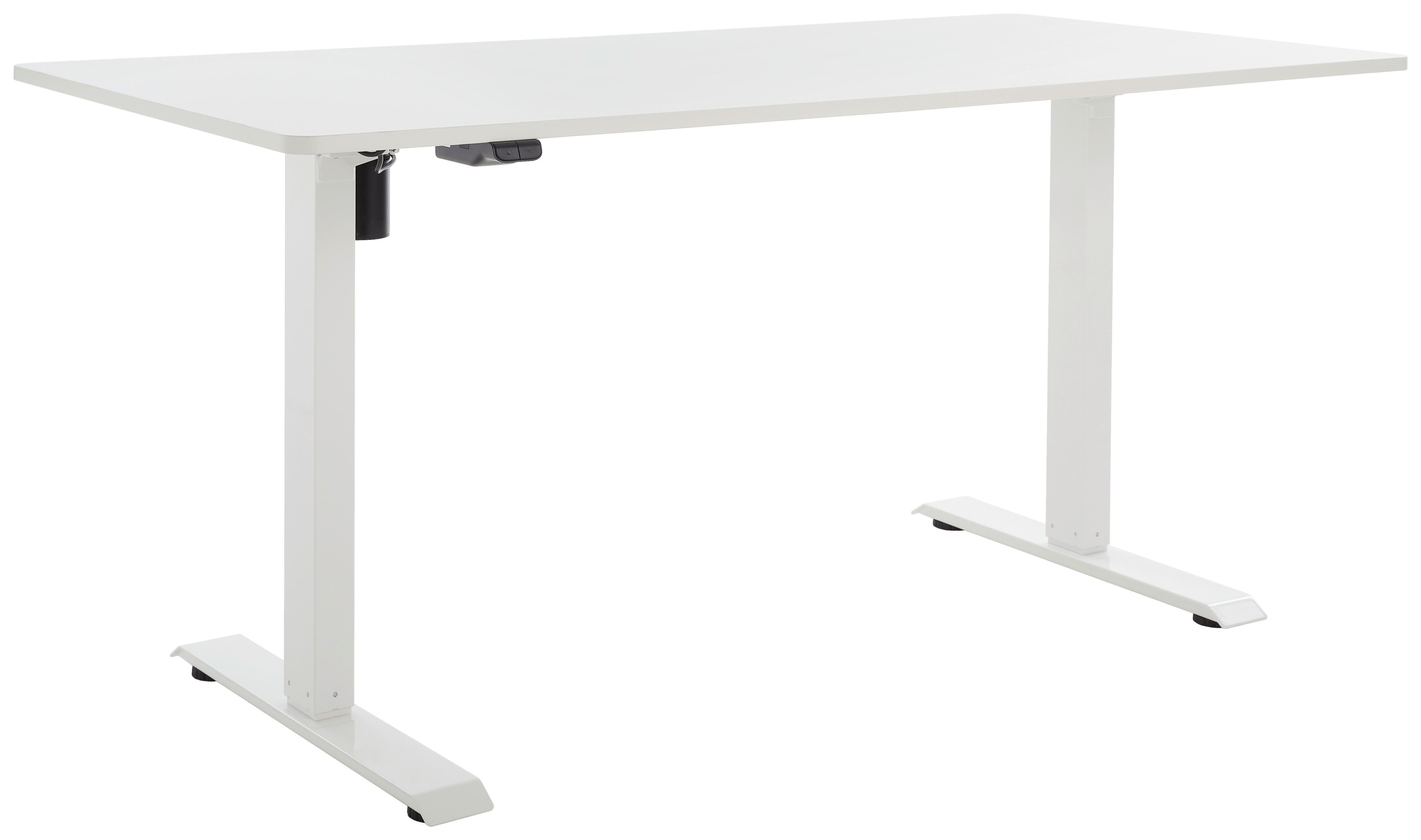 LIVETASTIC höhenverstellbarer Schreibtisch in Weiß | Vitrinenschränke