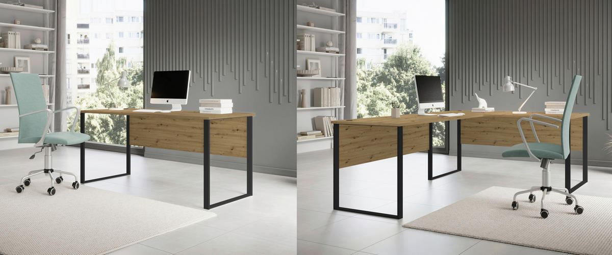 SCHREIBTISCH  in Eiche Artisan  - Eiche Artisan, Modern, Holzwerkstoff/Metall (170/77/73cm) - MID.YOU