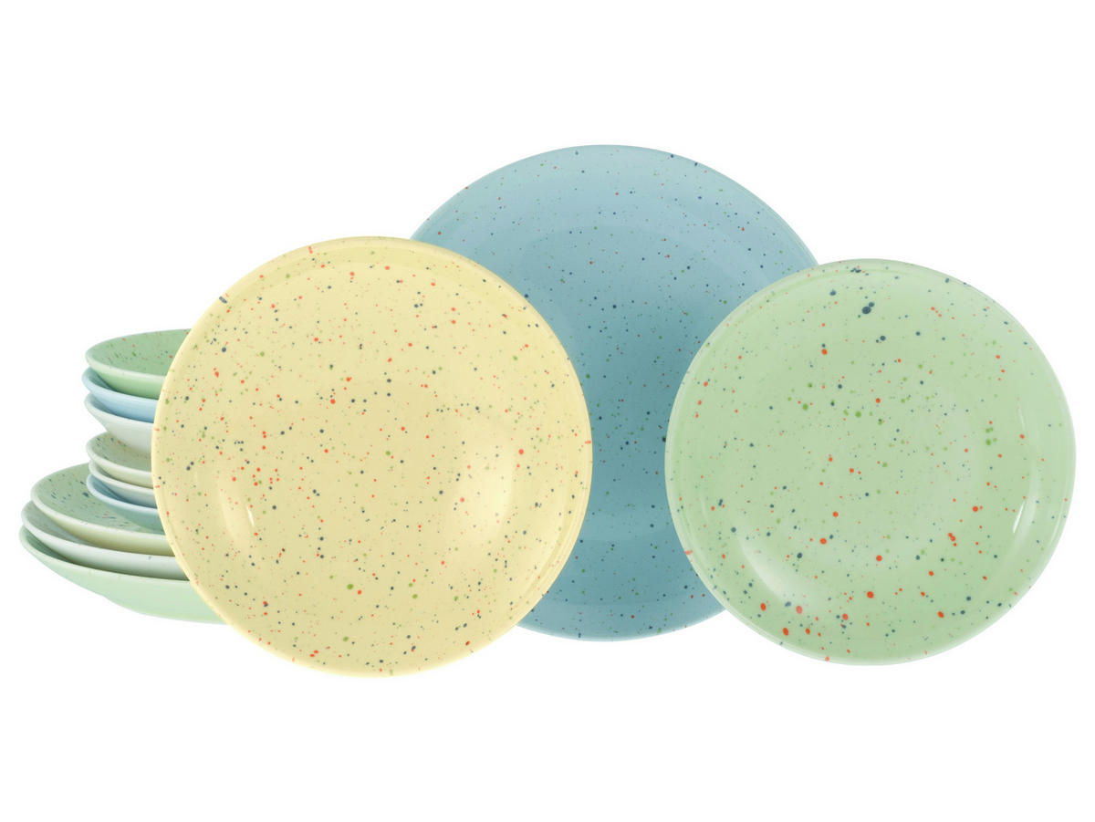 TAFELSERVICE Confetti 12-teilig  - Hellgelb/Creme, Basics, Keramik - Creatable
