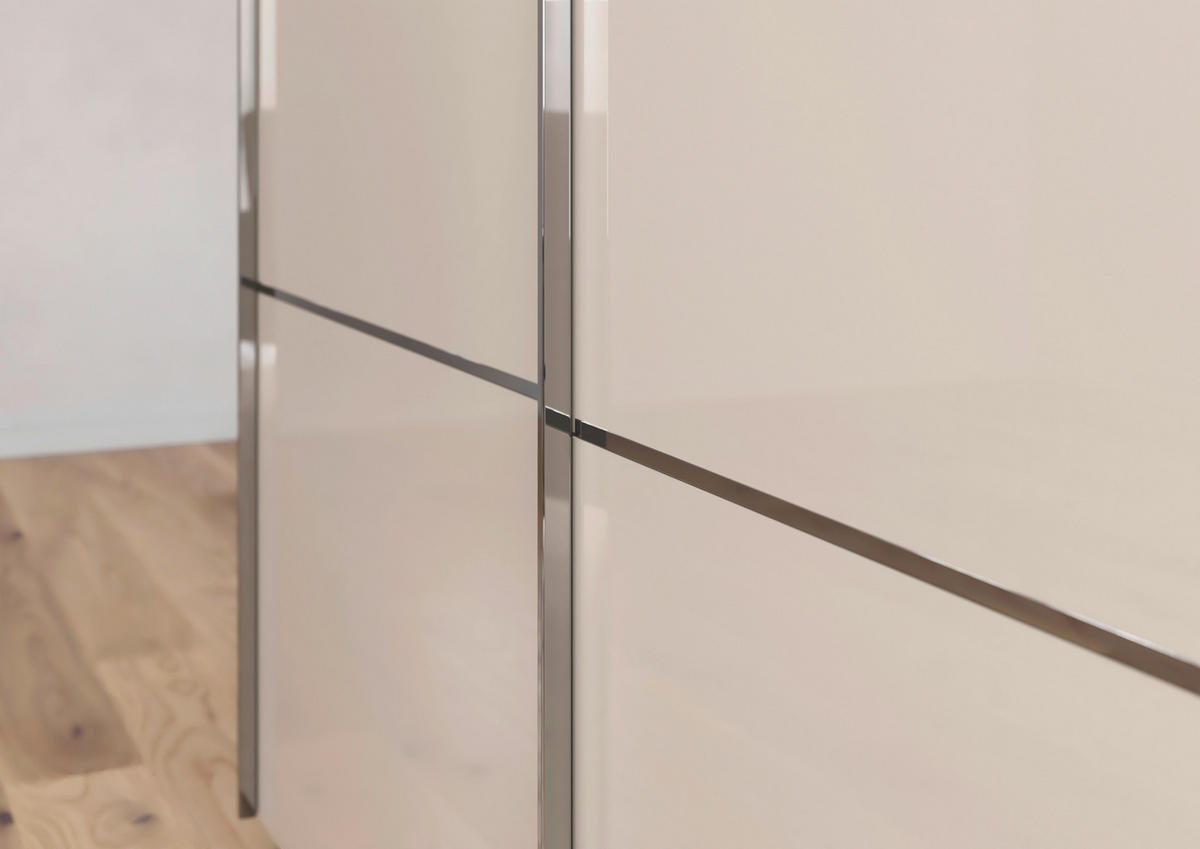 SCHWEBETÜRENSCHRANK in Schwarz, Champagner  - Chromfarben/Champagner, Konventionell, Glas/Holzwerkstoff (301/223/68cm) - Novel