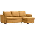 ECKSOFA Currygelb Cord, Velours  - Currygelb/Schwarz, Design, Kunststoff/Textil (243/155cm) - Xora