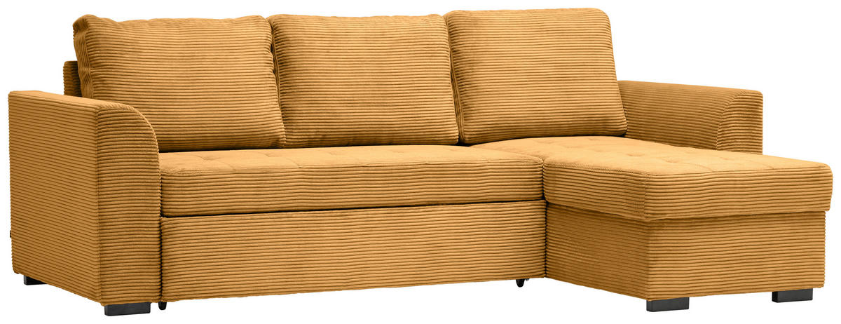 SAROKKANAPÉ textil currysárga  - fekete/currysárga, Design, műanyag/textil (243/155cm) - Xora