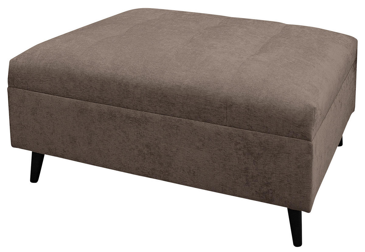 Ecksofa inkl. Hocker in Flachgewebe Braun  - Schwarz/Braun, Design, Holz/Textil (174/247cm) - MID.YOU