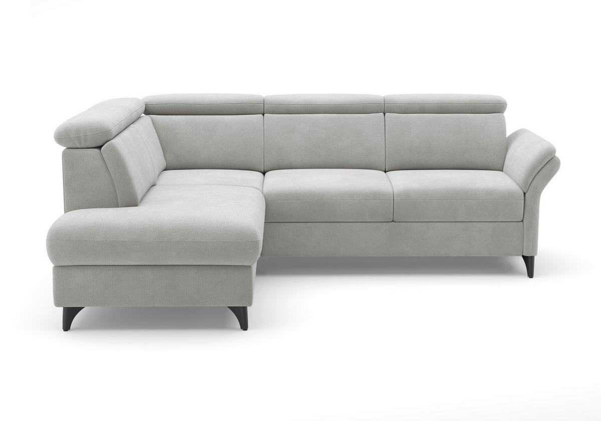 ECKSOFA Flachgewebe Silberfarben  - Silberfarben/Schwarz, Konventionell, Textil/Metall (193/247cm) - Sit & More
